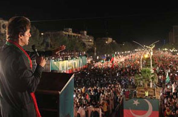 Imran Khan addressing PTI rally